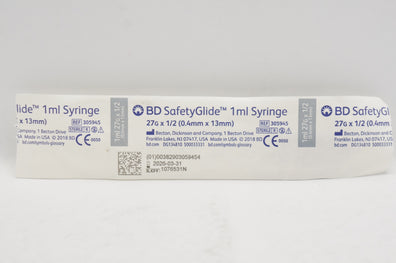 BD 305945 SafetyGlide TB Syringe 1ml, 27G x 1/2inch